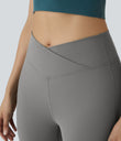DayStretch High Waisted Crossover Flare Yoga Leggings - Silent Storm