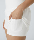 SoftlyZero™ Airy Super High Waisted 2-in-1 Cool Touch Yoga Shorts with Pockets - White