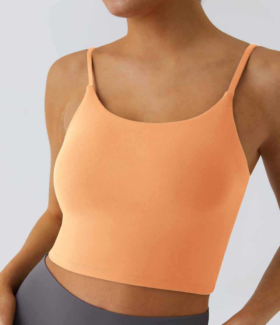 Basic Padded Workout Cropped Low Support Tank Top A-D Cups - Sunflower