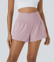 SoftlyZero™ Airy Super High Waisted 2-in-1 Cool Touch Yoga Shorts with Pockets - Pink Purple