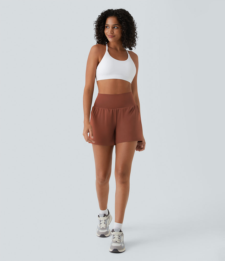 SoftlyZero™ Airy Super High Waisted 2-in-1  Cool Touch Yoga Shorts 5'' with Pockets-Longer Length - Sequoia
