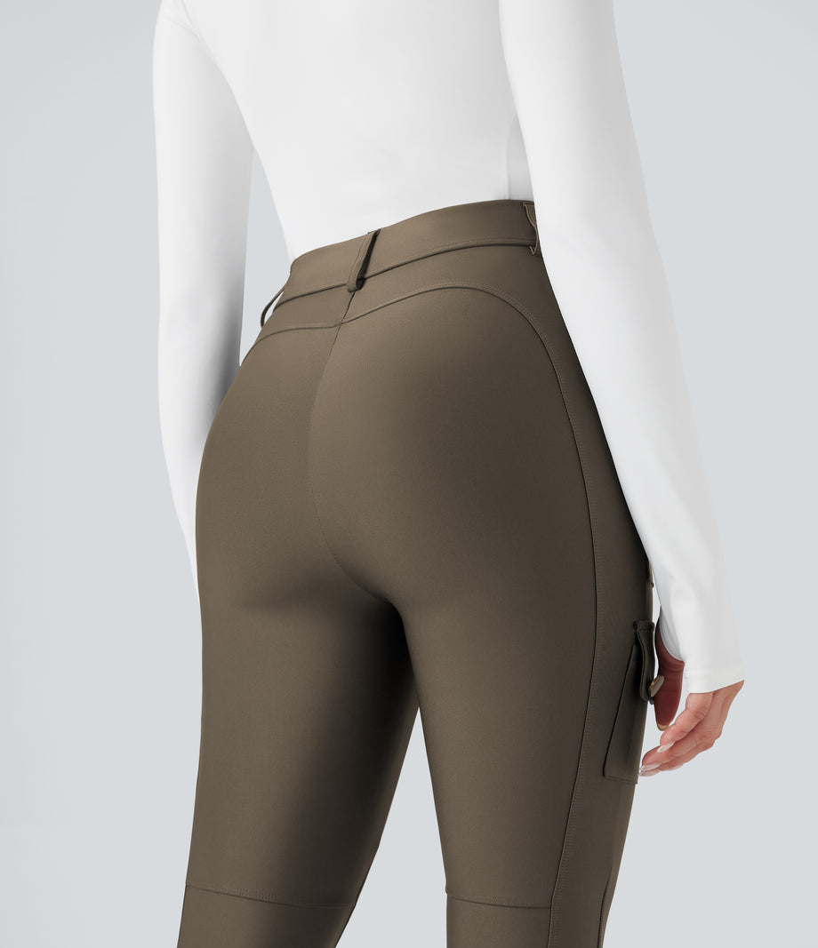 High Waisted Sheen 7/8 Leggings with Pockets - Hay Brown