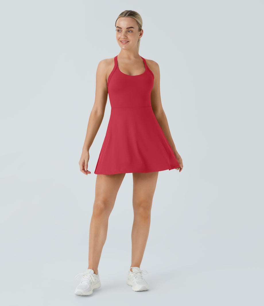 Backless Twisted Active Dress - Winterberry