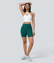 Halara UltraSculpt™ High Waisted Tummy Control Pocket Shaping Training Biker Shorts 7'' - June Bug