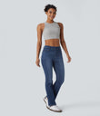 Halara Flex™ High Waisted Pockets Washed Casual Bootcut Jeans - Paint Blue Denim
