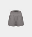 High Waisted Crossover Pocket 2-in-1 Casual Shorts - Steeple Gray