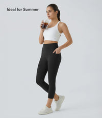 Halara UltraSculpt™ High Waisted Tummy Control Pocket Shaping Training Capri Leggings - Black