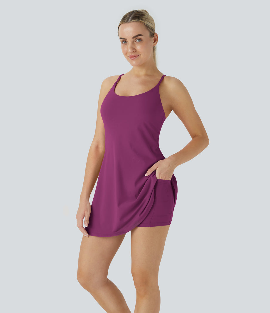 SoftlyZero™ Plush Backless Active Dress - Ume Purple