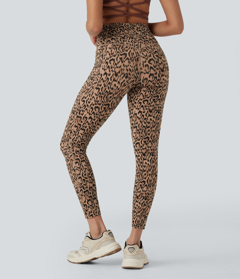 Halara UltraSculpt™ Leopard Print High Waisted Tummy Control Yoga Leggings with Pockets - Tan Leopard