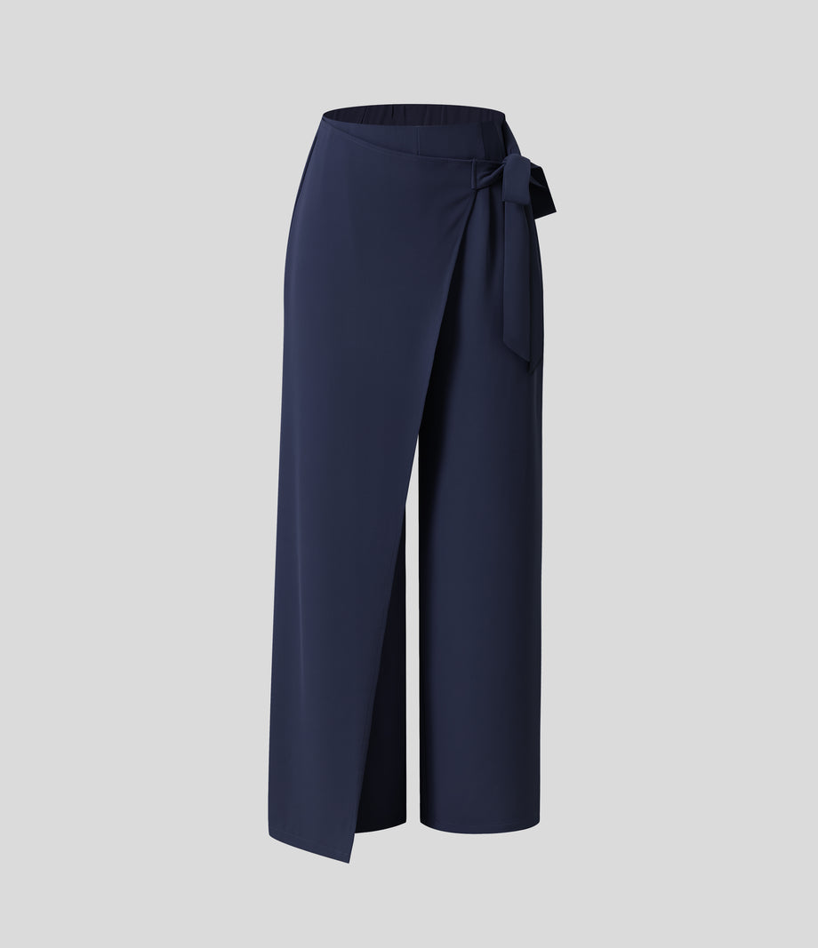 Halara Flex™ High Waisted Tie Side Wide Leg Work Pants - Peacoat