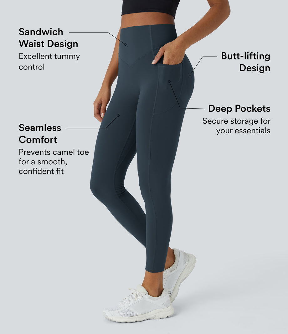 Halara UltraSculpt™ High Waisted Scrunch Butt Lifting Tummy Control Pocket Shaping Training Leggings - Carbon