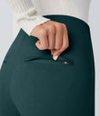 High Waisted Tummy Control Decorative Back Zipper Pockets Herringbone Work Leggings - Dark Sea