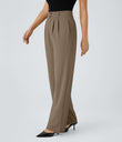 Halara Flex™ High Waisted Zipper Pocket Shirred Straight Leg Work Pants - Kangaroo