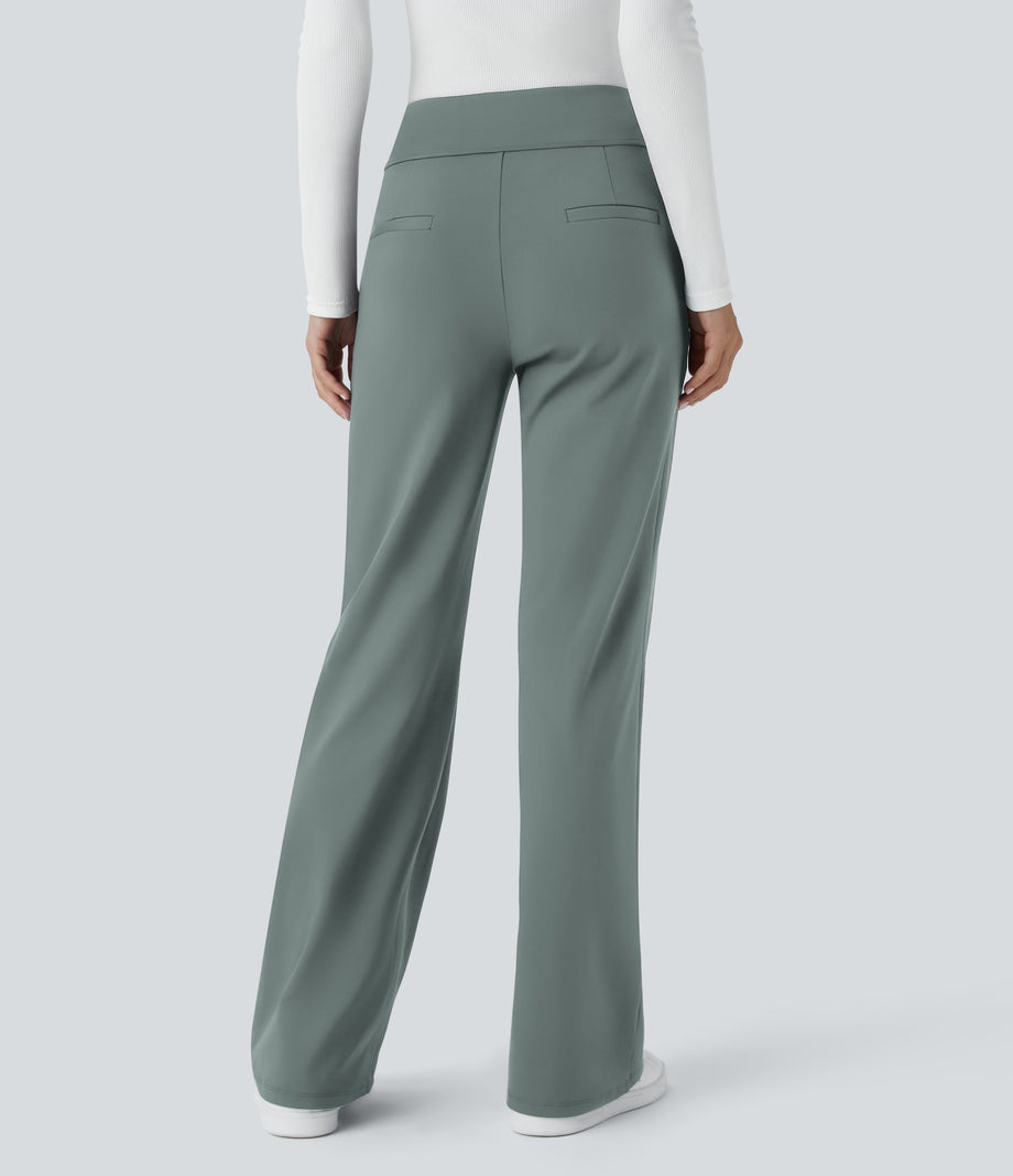 Halara Flex™ DayStretch Mid Rise Side Zipper Pocket Work Flare Pants - Deep Aquamarine