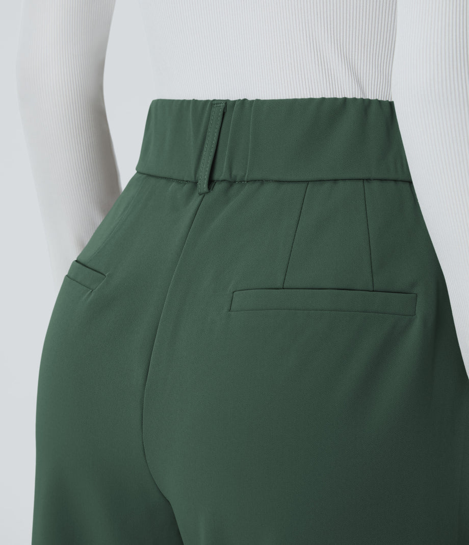 Halara Flex™ High Waisted Pocket Solid Work Tapered Pants - Dark Green
