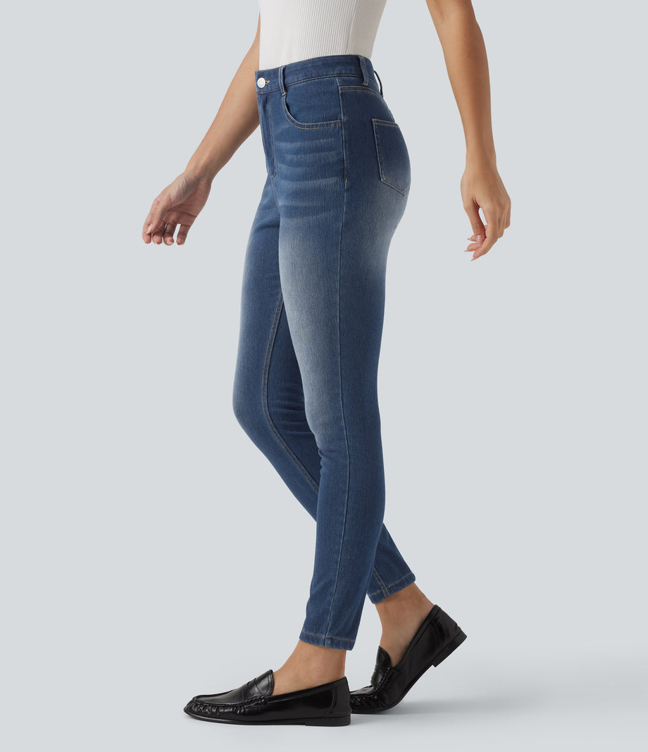 Halara Flex™ High Waisted Casual Skinny Jeans with Pockets - Estate Blue Denim