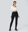 DayStretch High Waisted Zipper Pockets Solid Skinny Cargo Pants - Black