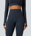 Halara Ultrasculpt™ Heat High Waisted Tummy Control Crossover Back Fleece Running Leggings with Pockets - Blueberry
