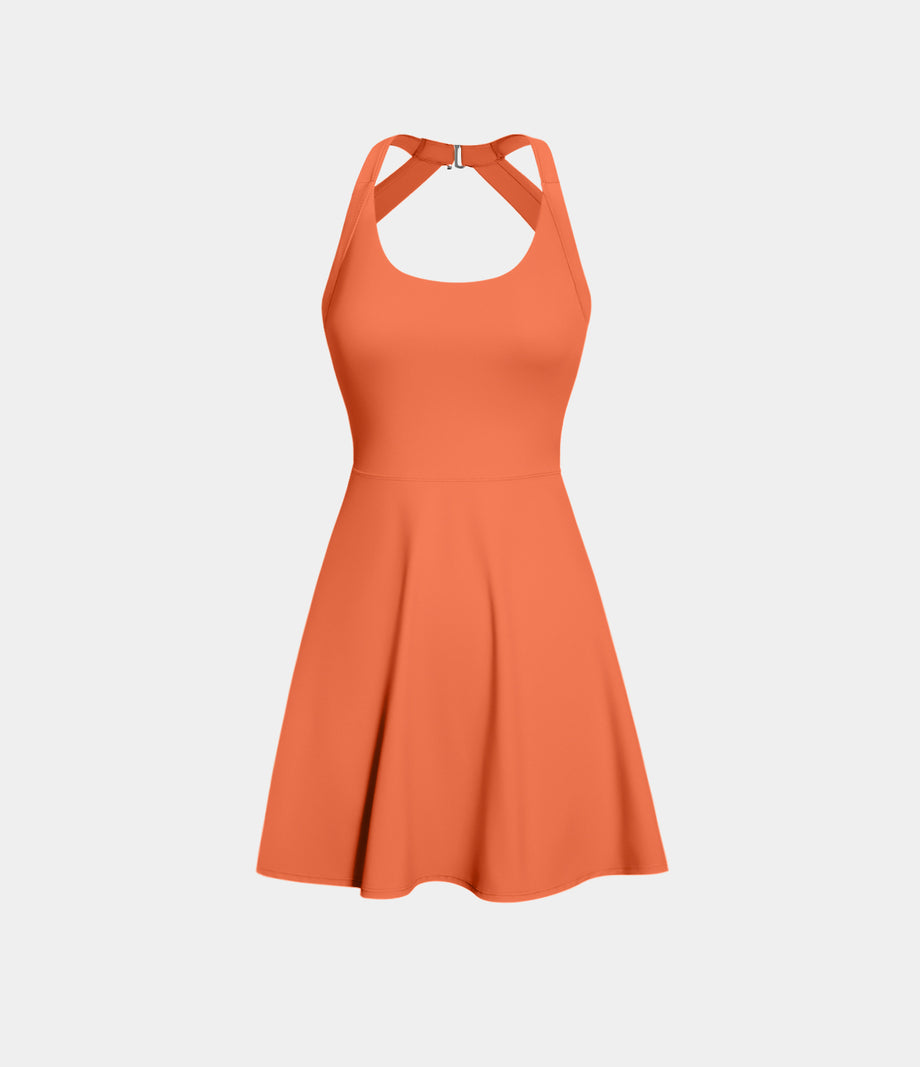 Backless Twisted Active Dress - Dusty Orange