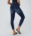 Halara Flex™ High Waisted Pockets Denim Casual Leggings - Bright Blue Denim