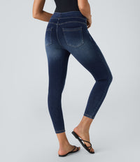 Halara Flex™ High Waisted Pockets Denim Casual Leggings - Bright Blue Denim
