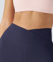 SoftlyZero™ Plush High Waisted Crossover Ruched Yoga Shorts 5'' - Peacoat