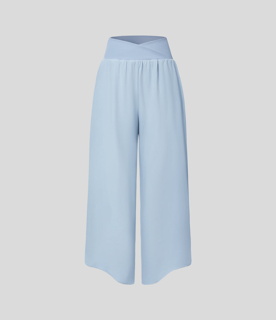 Breezeful™ High Waisted Crossover Quick Dry Resort Pants with Pockets - Ballad Blue