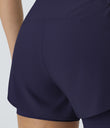Breezeful™ Super High Waisted Curved Hem 2-in-1 Pocket Quick Dry Yoga Shorts 3.5'' - Peacoat