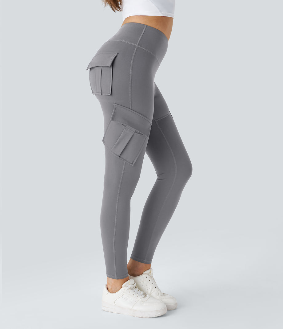 DayStretch High Waisted Cargo Pocket Skinny Yoga Leggings - Silent Storm