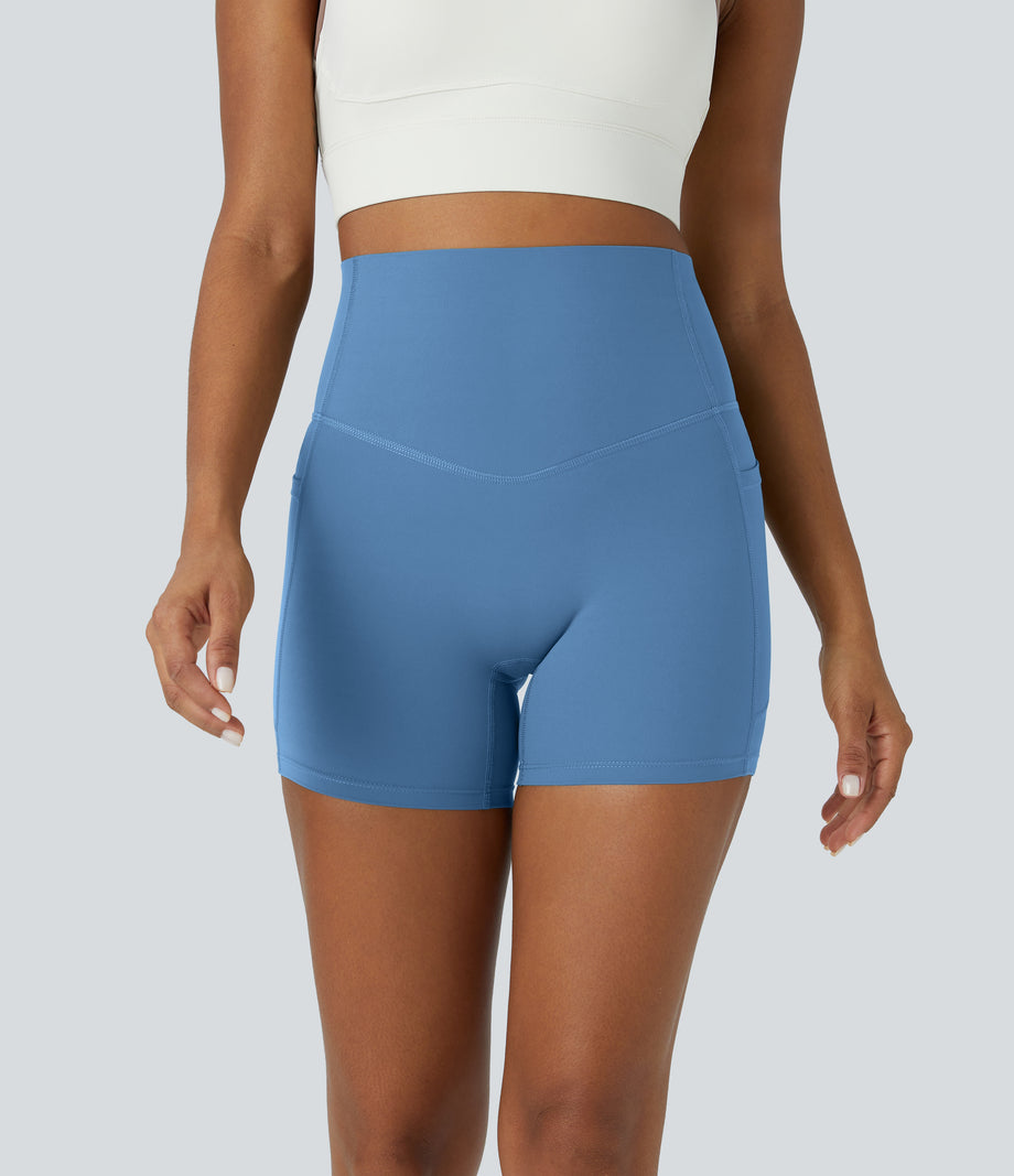 Halara UltraSculpt™ High Waisted Tummy Control Side Pocket Shaping Training Biker Shorts 5'' - Pacific Coast