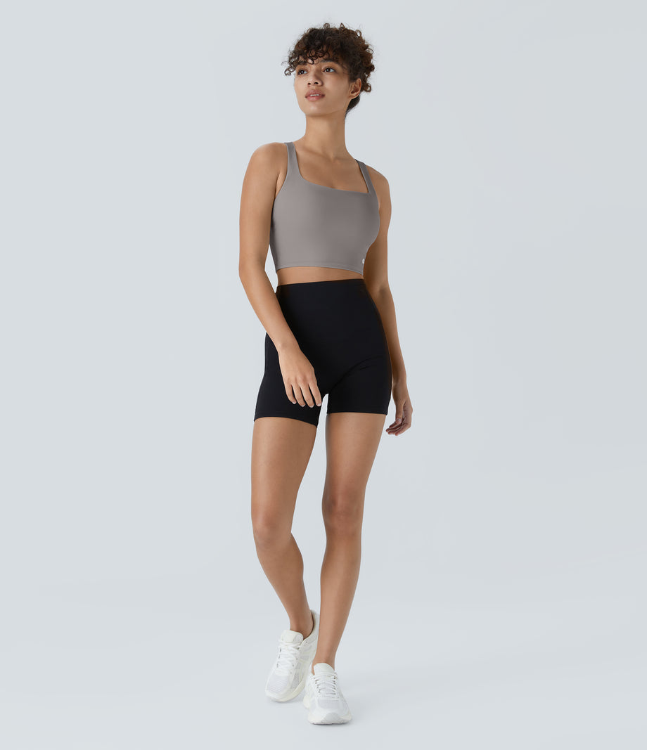 SoftlyZero™ Airy Square Neck Backless Crisscross Cropped Cool Touch Yoga Tank Top-UPF50+ - Gull