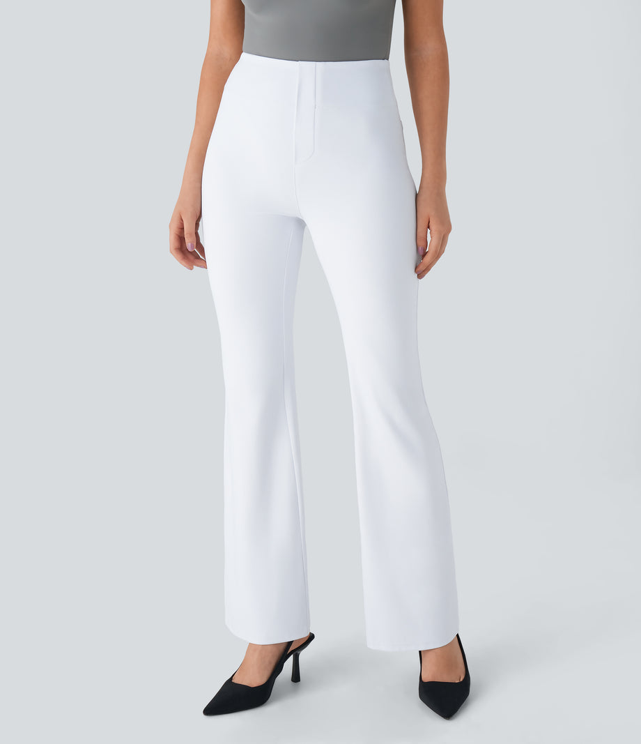 Halara Flex™ High Waisted Back Side Pocket Slight Flare Work Pants - White