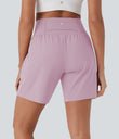 SoftlyZero™ Airy Super High Waisted 2-in-1 Cool Touch Yoga Shorts 7" with Pockets - Pink Purple