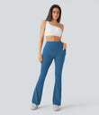 Halara UltraSculpt™ High Waisted Scrunch Butt Lifting Tummy Control Pocket Shaping Yoga Bootcut Leggings - Vallarta Blue