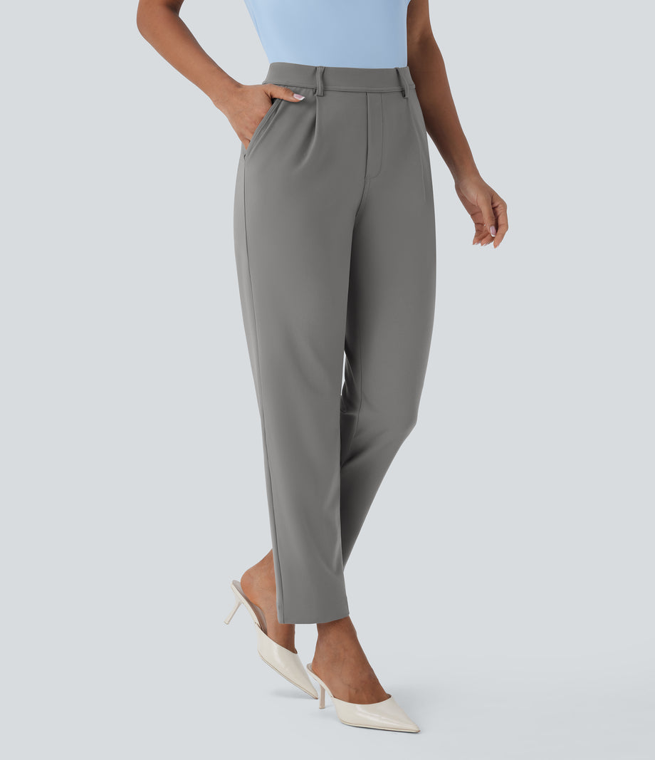 Halara Flex™ DayStretch High Waisted Pocket Ankle Length Tapered Work Pants - Silent Storm