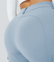 DayStretch High Waisted Zipper Pockets Solid Skinny Cargo Pants - Baby Blue