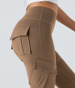 DayStretch High Waisted Cargo Pocket Skinny Yoga Leggings - Burro