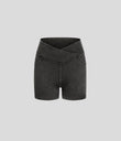 Halara Flex™ High Waisted Crossover Pocket Denim Casual Shorts 3" - Hemp Rope Black Denim