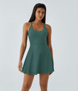 SoftlyZero™ Airy Backless Twisted Flare Low Support Dance Active Dress-Longer Length-Easy Peezy Edition A-D Cups - Blue Spruce