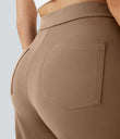 DayStretch High Waisted Pockets Straight Leg Casual Pants - Burro