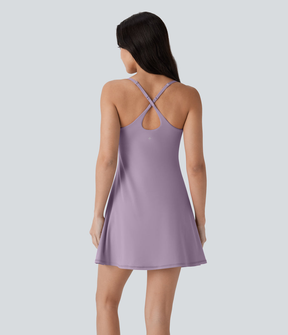 SoftlyZero™ Plush Molded Cups Low Support Dance Active Dress-Easy Peezy Edition A-D Cups - Tulip Purple