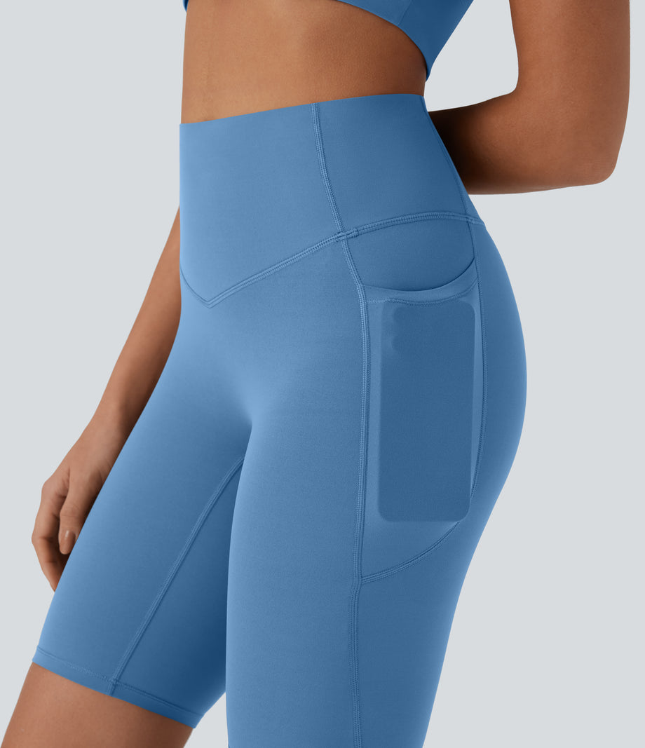 Halara UltraSculpt™ High Waisted Tummy Control Pocket Shaping Training Biker Shorts 9'' - Pacific Coast
