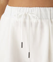 High Waisted Elastic Waistband Drawstring Pleated Yoga Shorts 3" with Pockets - White