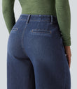 Halara Flex™ High Waisted Pockets Washed Casual Wide Leg Jeans - Estate Blue Denim