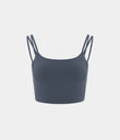 Double Straps Cropped Yoga Tank Top - Night Sea Blue