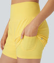 SoftlyZero™ Airy Super High Waisted 2-in-1  Cool Touch Yoga Shorts 5'' with Pockets-Longer Length - Goldfinch