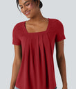 Square Neck Short Sleeve Casual Top - Emboldened