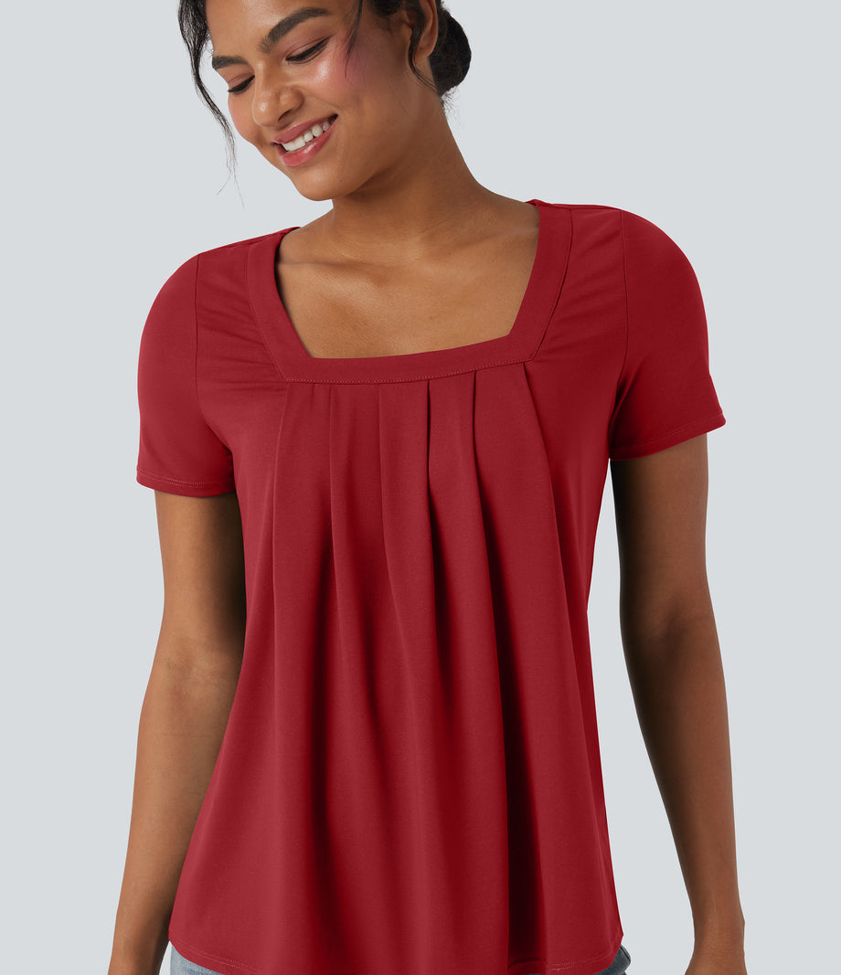 Square Neck Short Sleeve Casual Top - Emboldened