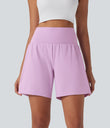 SoftlyZero™ Airy Super High Waisted 2-in-1 Cool Touch Yoga Shorts 7" with Pockets - Orchid Bouquet