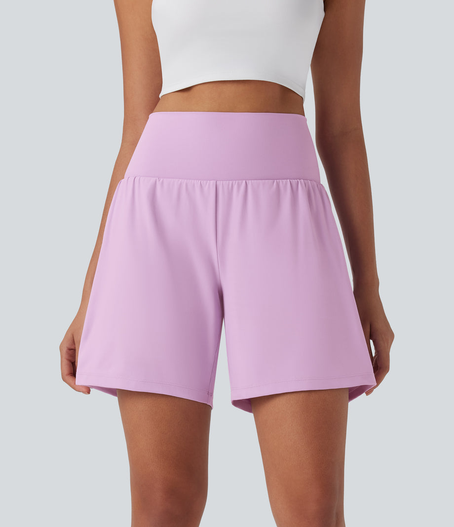 SoftlyZero™ Airy Super High Waisted 2-in-1 Cool Touch Yoga Shorts 7" with Pockets - Orchid Bouquet